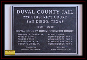 Duval County Texas Courthouse District Court and County Jail Building Placque 1999