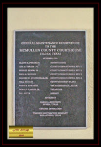 McMullen County Courthouse Renovation Placque 1986